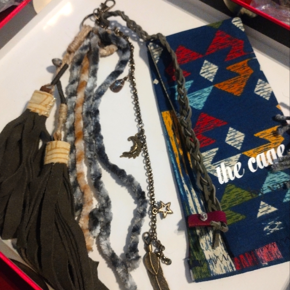 Keychain boho style for women multicolor,hand made real leather.